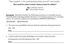 Primary And Secondary Sources Worksheet