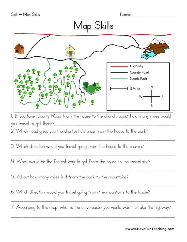 Second Grade Map Skills Worksheets Map Skills Worksheet In 