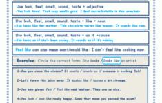 Sense Verbs Exercises Free Printable Sense Verbs ESL