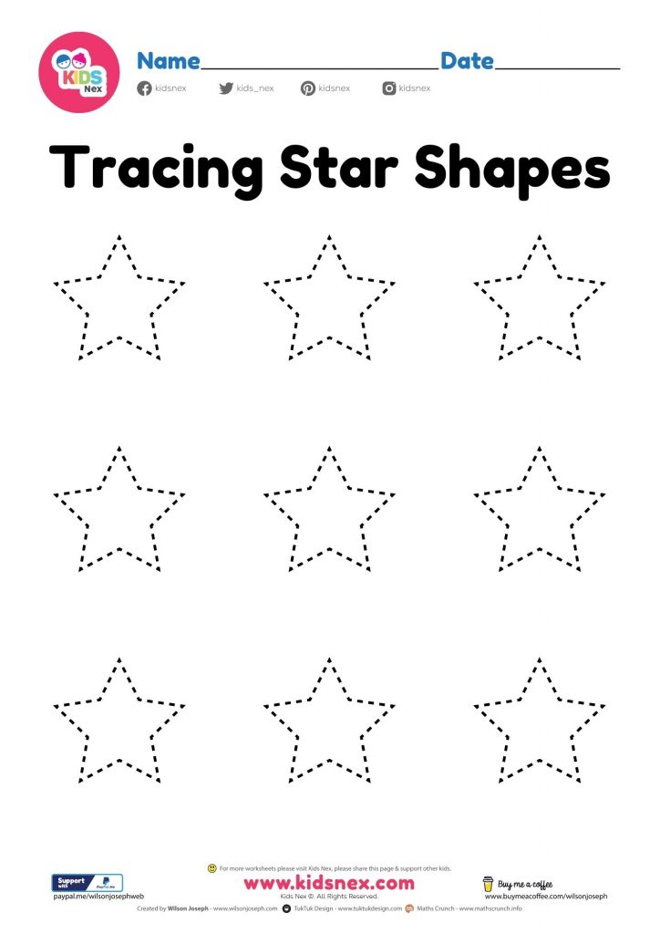 Tracing Star Worksheet Free Printable PDF