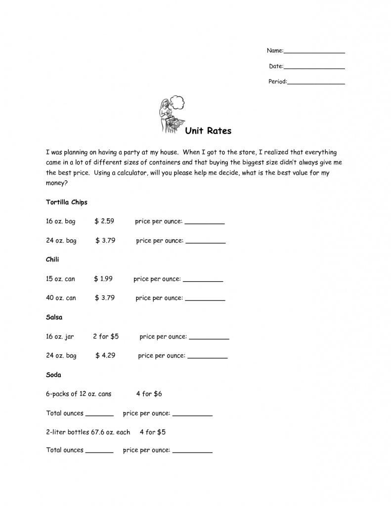 Unit Rate Worksheet Grade 6 Printable Worksheets And