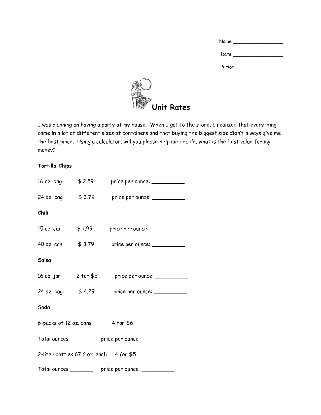 Unit Rate Worksheet Grade 6 Printable Worksheets And 