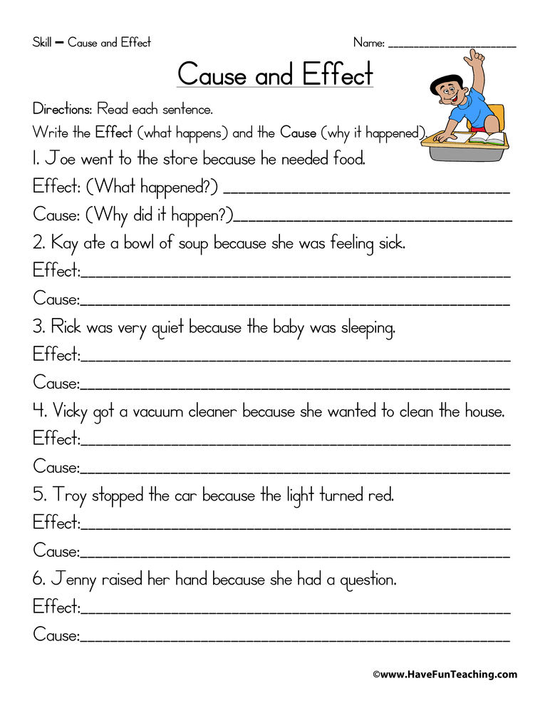 Write Cause And Effect Worksheet Have Fun Teaching