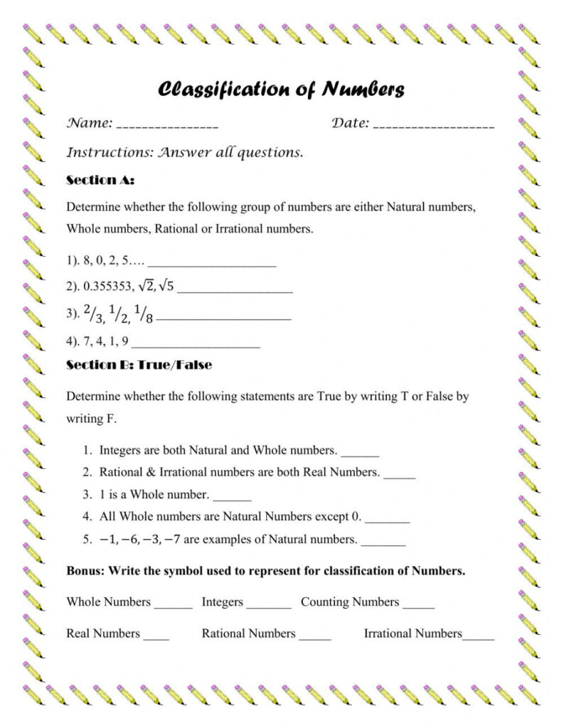 20 Classifying Numbers Worksheet Answers Worksheet From Home