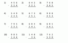 3 Digit Subtraction Worksheets