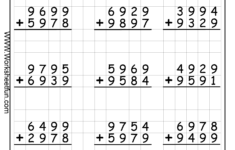 4 Digit Addition With Regrouping Carrying 9 Worksheets