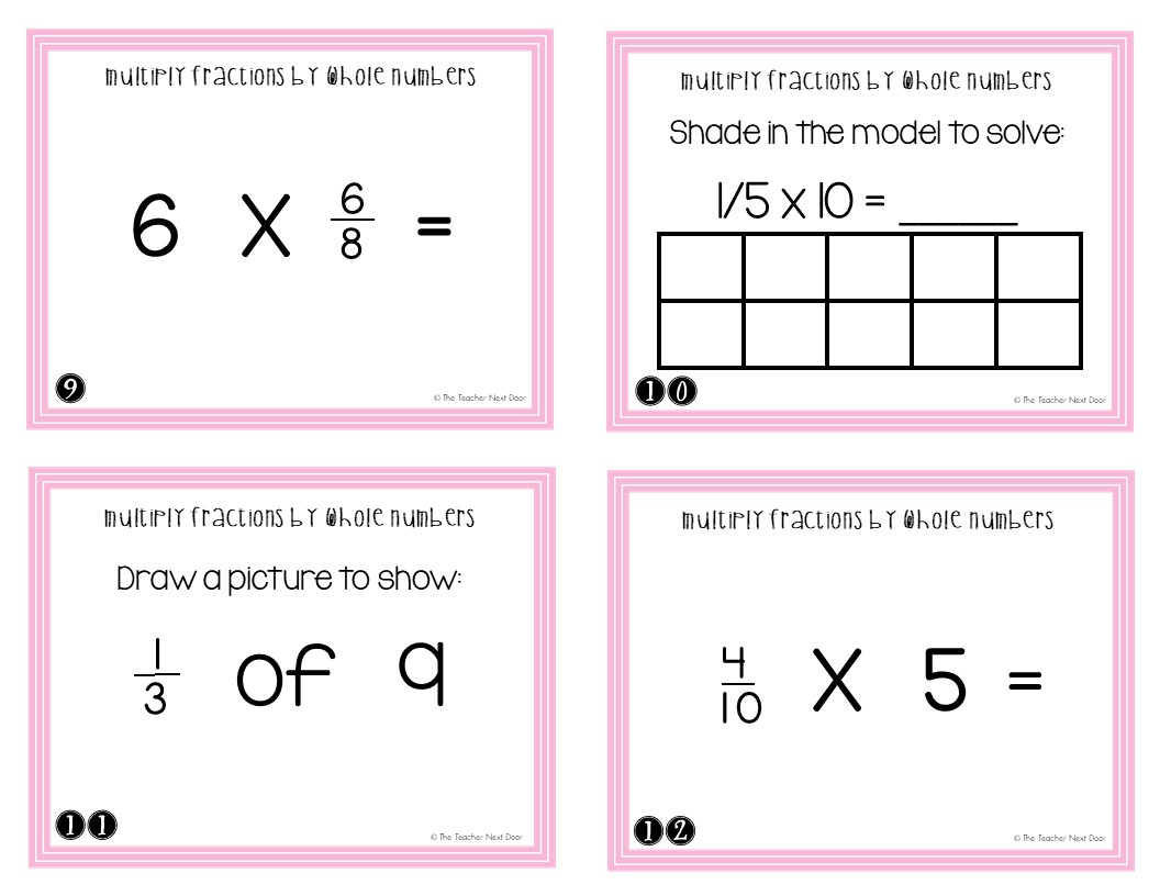 4th Grade Multiply Fractions By Whole Numbers Task Cards