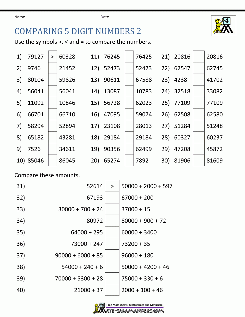 4th Grade Place Value Worksheets