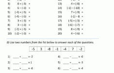 Adding And Subtracting Directed Numbers Worksheet