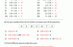 Adding And Subtracting Negative Numbers Worksheet Pdf