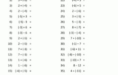 Adding And Subtracting Negative Numbers Worksheet Pdf