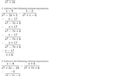 Adding And Subtracting Rational Expressions Worksheet