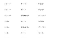 Adding Integers From 9 To 9 Negative Numbers In