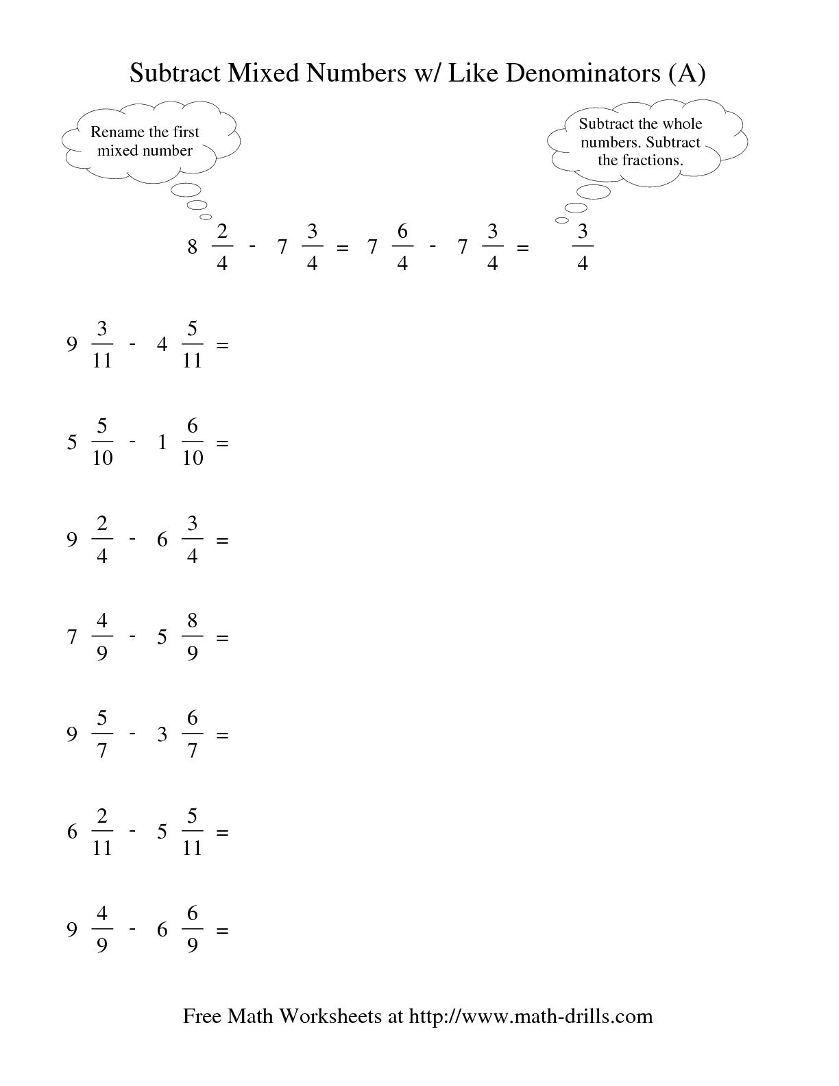 Adding Mixed Fractions With Different Denominators