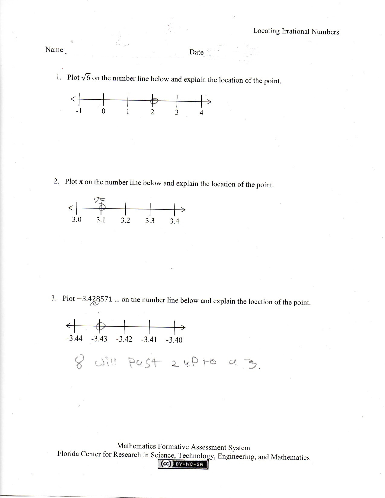 Approximating Irrational Numbers Worksheet Worksheet For