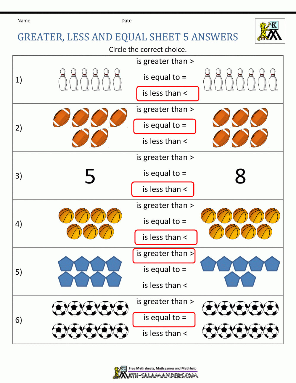 Comparing Numbers Worksheet Comparing Numbers And