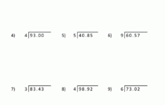 Division Of Decimal Numbers Worksheets