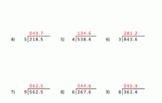 Division Of Decimal Numbers Worksheets