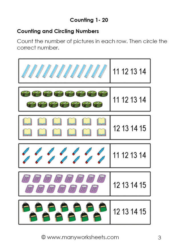 Free Counting Up To 20 Worksheets For Kindergarten