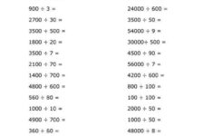 Free Printable Worksheet Dividing Large Numbers Ending In