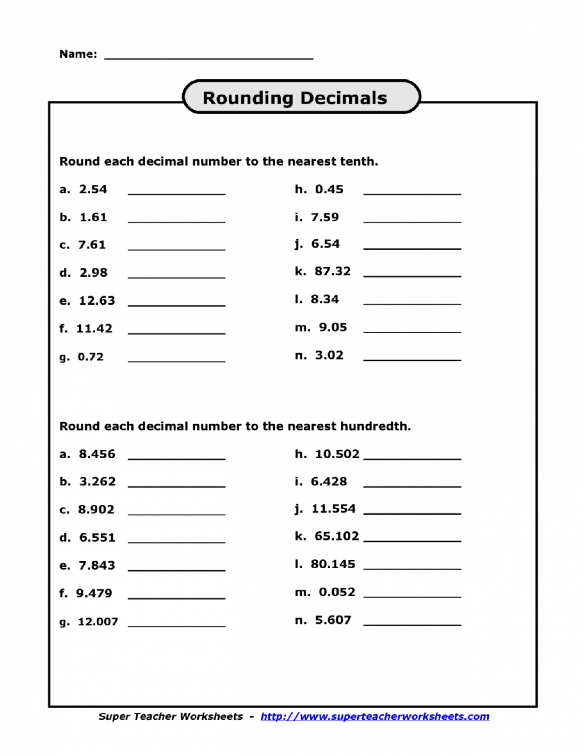 Free Rounding Worksheets 4th Grade Pictures 4th Grade