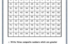 Grade 5 Maths Resources Prime Numbers Printable