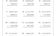 Large Numbers 6 digit Subtraction Subtraction