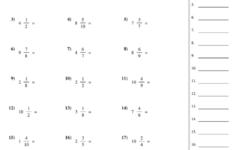 Mixed Number Fraction To Improper Fraction Worksheet With