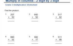 Multiply In Columns 3 digit By 2 digit Numbers For Grade 5