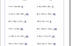 Negative Numbers Three Terms Addition Worksheet And Math