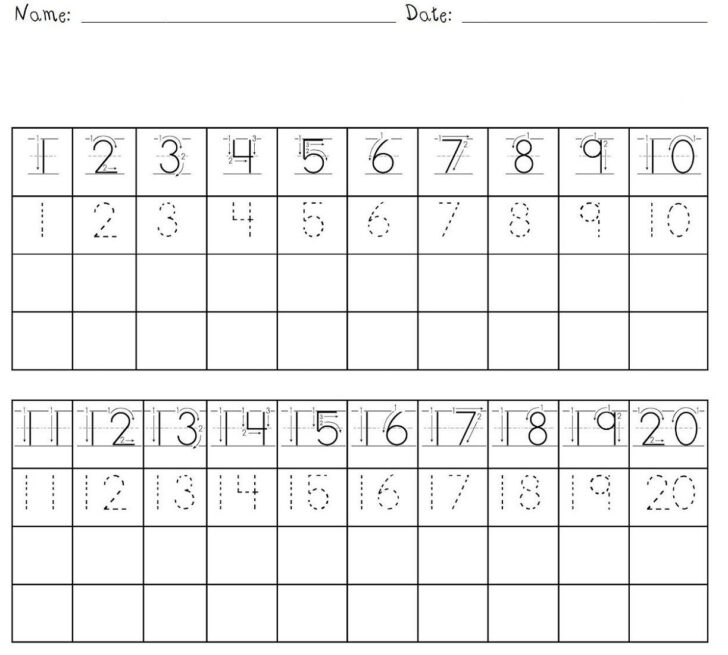 Preschool Number Tracing Worksheets 1 20 | AlphabetWorksheetsFree.com