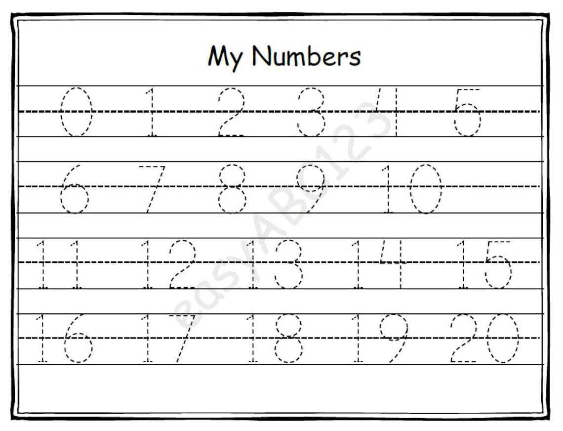 Printable 0 20 My Numbers Tracing Page Includes Bonus Etsy