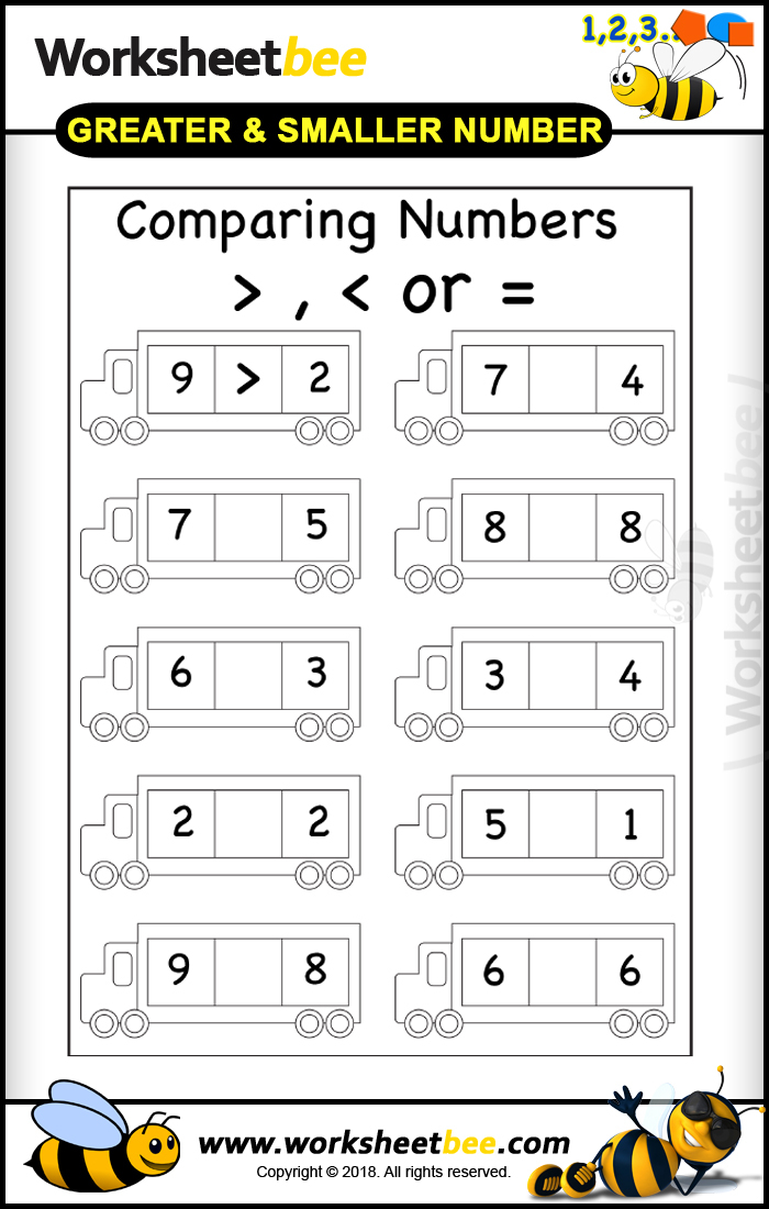 Printable Worksheet For Kids About To Comparing Numbers 1