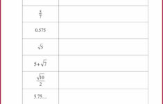 Rational And Irrational Numbers Worksheet With Answers