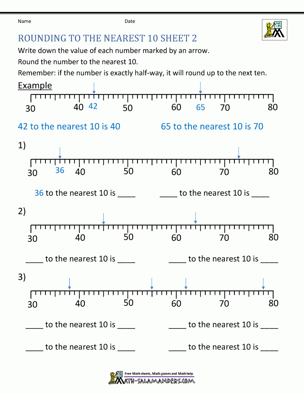 Rounding Worksheets To The Nearest 10