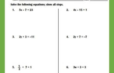 Solving Two Step Equations Practice Worksheet I Two Step