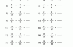 Subtracting Fractions Worksheets