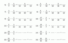 Subtracting Fractions Worksheets