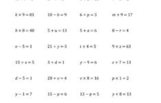 Variables Worksheets 5th Grade Missing Numbers In