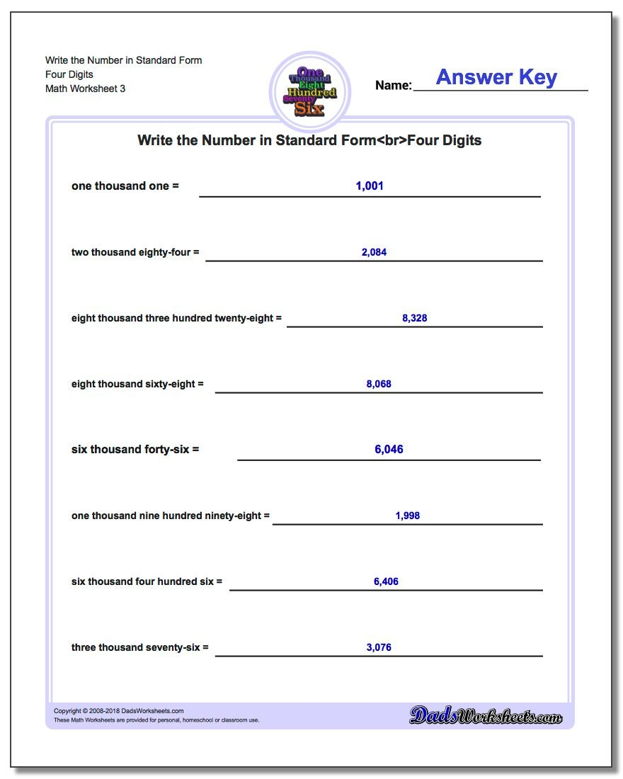 Write Word From In Standard Form