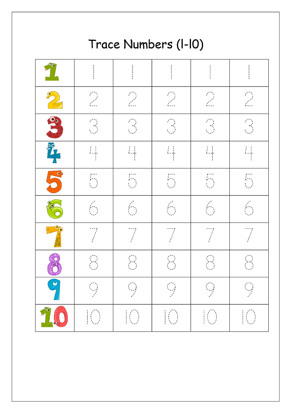 Writing Numbers Worksheet Kids Learning Activity