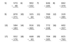 3 digit Subtraction Worksheet With Numbers In 2021 Subtraction