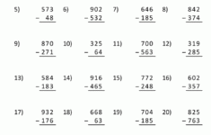 3 Digit Subtraction Worksheets