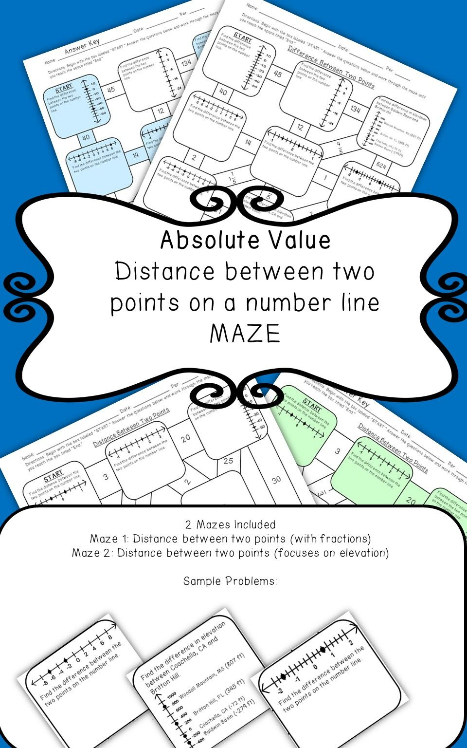 7 NS Absolute Value distance Between Two Points MAZE Math Centers