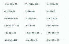 Adding And Subtracting Integers 7th Grade Worksheets