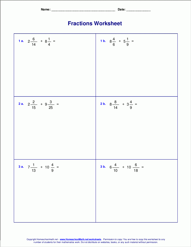 Adding And Subtracting Mixed Numbers Worksheet 7th Grade Worksheets