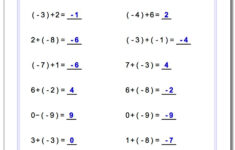 Adding And Subtracting Negative Numbers Worksheets