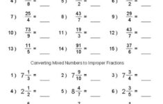 Converting Improper Fractions Mixed Numbers Worksheets