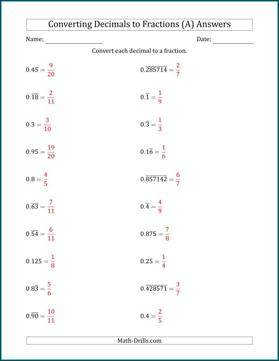 Converting Rational Numbers To Decimals Worksheet Pdf Worksheet