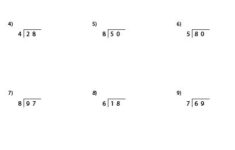 Dividing 2 Digit By 1 Digit Whole Numbers Worksheets Division